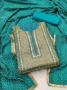 Panzora Bandhani Printed Sequined Unstitched Dress Material