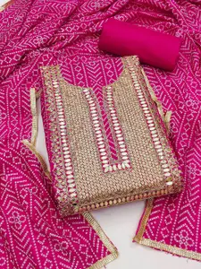 Panzora Bandhani Printed Sequinned Unstitched Dress Material