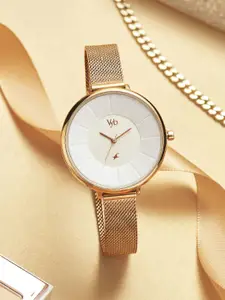 Fastrack Women Brass Embellished Dial Analogue Watch FV60016WM01W