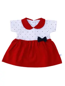 Dear Little Girls Polka Dot Printed Peter Pan Collar Cotton Fit & Flare Dress