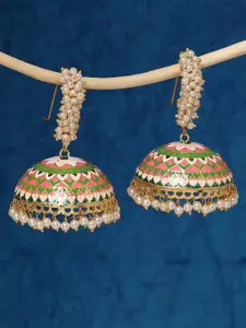 OOMPH Beaded Enameled Dome Shaped Jhumkas