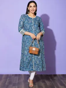 Globus Floral Printed Beads and Stones Cotton Kurta