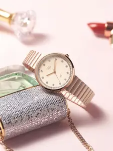 Fastrack Women Embellished Dial & Stainless Steel Straps Analogue Watch FV60003WM01W