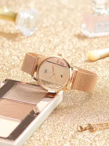 Fastrack Women Vyb Runway Embellished Stainless Steel Straps Analogue Watch FV60019WM01W