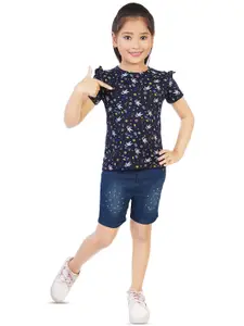 BAESD Girls Printed Top with Shorts