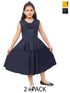 BAESD Pack of 2 A Line Round Neck Midi Dress