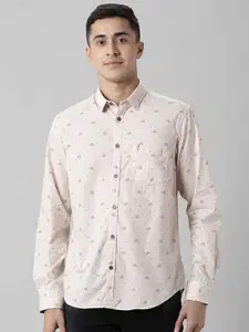 Indian Terrain Floral Printed Spread Collar Chest Pocket Full Sleeves Cotton Casual Shirt