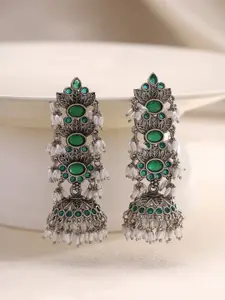 Priyaasi Silver-Plated Contemporary Jhumkas Earrings