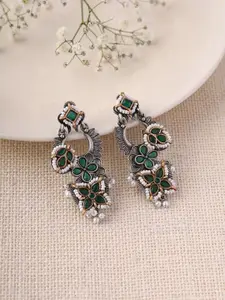 Priyaasi Silver-Plated Floral Drop Earrings