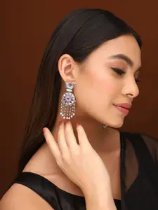 Priyaasi Silver Plated Oxidised Contemporary Drop Earrings