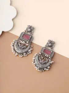 Priyaasi Silver-Plated Contemporary Chandbalis Earrings