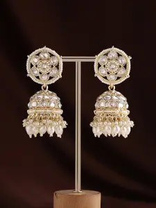 Priyaasi Gold-Plated Kundan Dome-Shaped Jhumkas