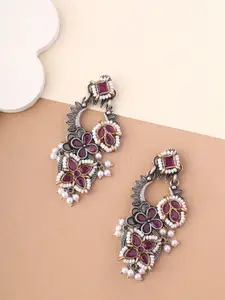 Priyaasi Silver Plated Contemporary Drop Earrings