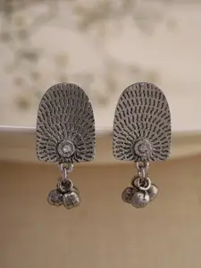 Priyaasi Silver-Plated Oxidised Contemporary Drop Earrings