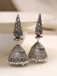 Priyaasi Silver-Plated Oxidised Jhumkas