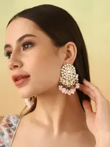 Priyaasi Gold-Plated Brass Kundan Chandbalis Earrings