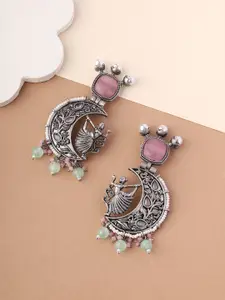 Priyaasi Silver-Plated Stone Studded Contemporary Drop Earrings