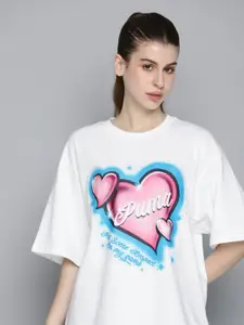 Puma Game Love Printed Drop-Shoulder Sleeves Pure Cotton Basketball T-shirt
