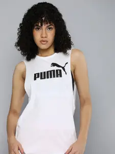 Puma Women Essential Cut Off Brand Logo Print Pure Cotton Tank Top