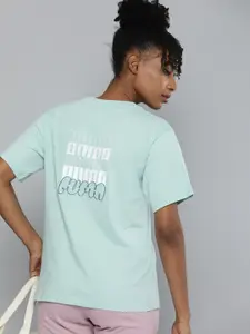 Puma Brand Logo Printed Drop-Shoulder Sleeves CLASSICS BRAND LOVE Pure Cotton T-shirt