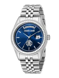 Roberto Cavalli Men Embellished Dial Bracelet Style Straps Analogue Watch RC5G091M0045