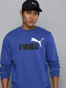Puma Men Essentials+ Two-Tone Big Logo Printed Pure Cotton Sweatshirt