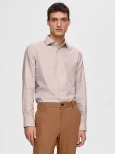 SELECTED Textured Self Design Cotton Formal Shirt