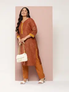 Sztori Women Plus Size Printed Gotta Patti Kurta