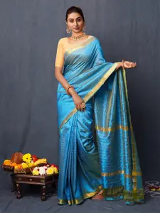 Unnati Silks Woven Design Zari Silk Blend Handloom Mangalagiri Saree