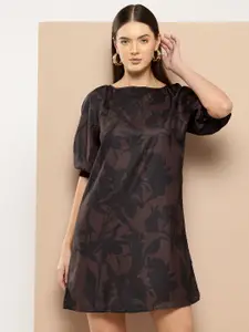Chemistry Printed Puff Sleeve A-Line Mini Dress