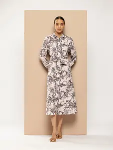 Chemistry Abstract Printed Shirt Style Midi Dress