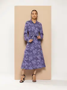 Chemistry Abstract Printed Shirt Style Midi Dress