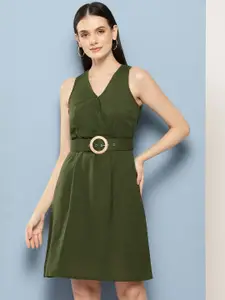 Chemistry Cotton Linen Wrap Dress with Belt