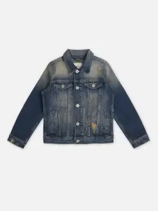 Pepe Jeans Boys Washed Spread Collar Long Sleeves Denim Jacket