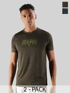 Force NXT Men Microfiber Anti Viral Anti Odour Cool Round Neck Pack Of 2 Sports Printed T-Shirt
