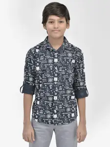 Crimsoune Club Boys Classic Slim Fit Conversational Printed Pure Cotton Casual Shirt