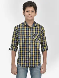 Crimsoune Club Boys Classic Slim Fit Tartan Checked Pure Cotton Casual Shirt