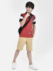 Crimsoune Club Boys Typography Printed Cotton Applique Slim Fit T-shirt