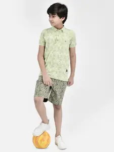 Crimsoune Club Boys Slim Fit Conversational Printed Polo Collar T-shirt