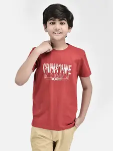Crimsoune Club Boys Typography Printed Slim Fit T-shirt
