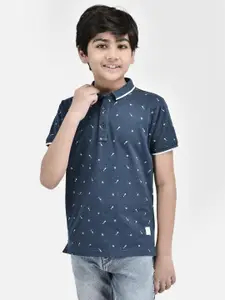 Crimsoune Club Boys Slim Fit Graphic Printed Polo Collar T-shirt