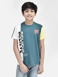 Crimsoune Club Boys Slim Fit Typography Printed Round Neck T-shirt