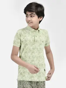 Crimsoune Club Boys Slim Fit Graphic Printed V-Neck Polo Collar T-shirt