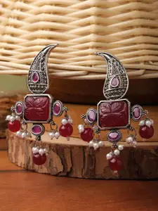 XPNSV Silver-Plated Contemporary Drop Earrings