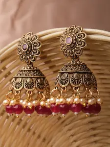 XPNSV Gold-Plated Contemporary Beaded Jhumkas