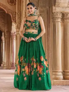 SCAKHI Embroidered Beads & Stones Chinon Silk Ready to Wear Lehenga & Blouse With Dupatta