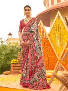 elora Ethnic Motifs Printed Patola Zari Saree