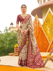 elora Ethnic Motifs Printed Patola Zari Saree