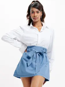 FREAKINS Pure Cotton A-Line Mini Skirts