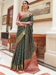 koram design Woven Design Zari Silk Cotton Banarasi Saree